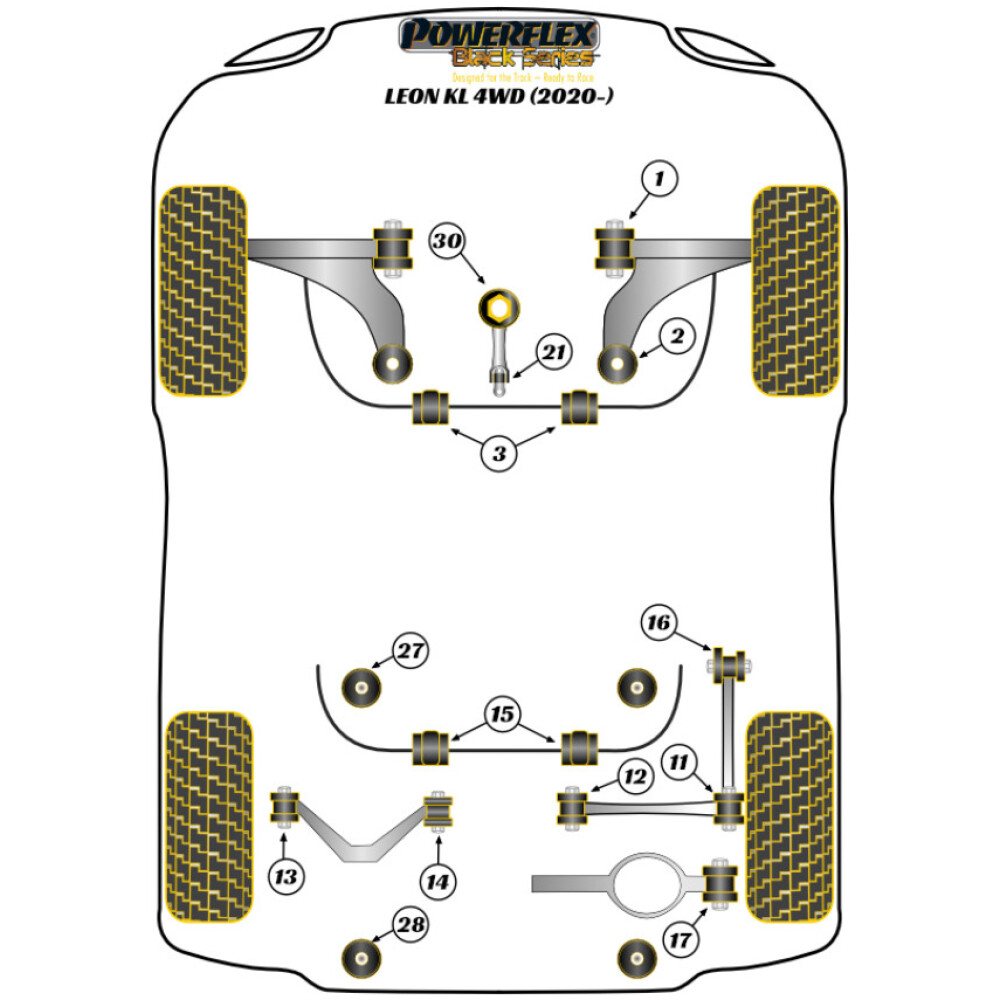 Powerflex Seat   Leon KL 4WD  Boccola esterna del braccio inferiore posteriore Fig.17 (2) PFR85-817BLK - immagine 2