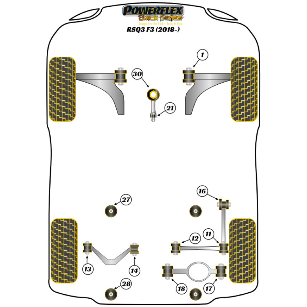 Powerflex Audi   RSQ3 F3  Boccola piccola del supporto di coppia inferiore Fig.21 (1) PFF3-1325BLK - immagine 2