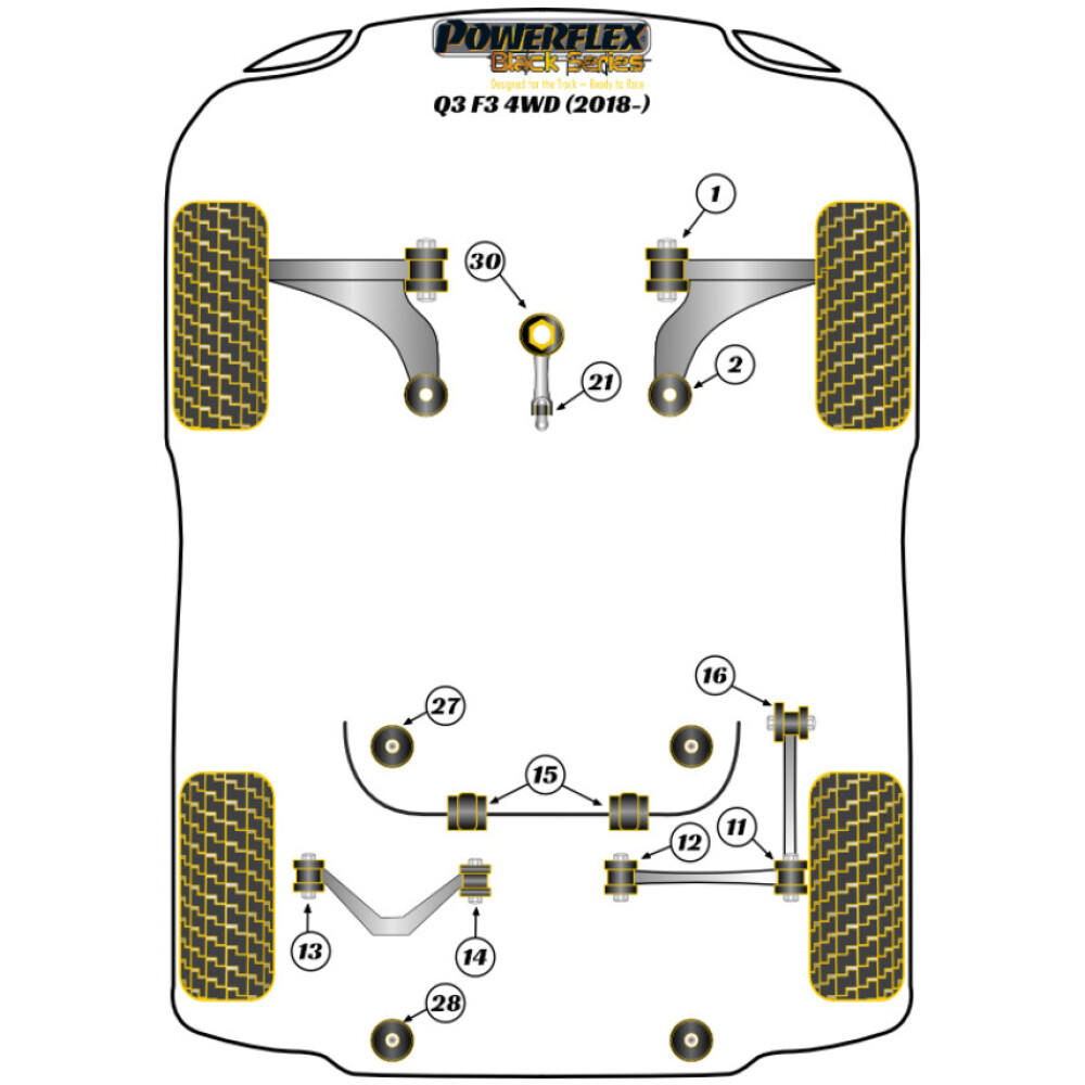 Powerflex Audi   Q3 F3  Boccola piccola del supporto di coppia inferiore Fig.21 (1) PFF3-1325BLK - immagine 2