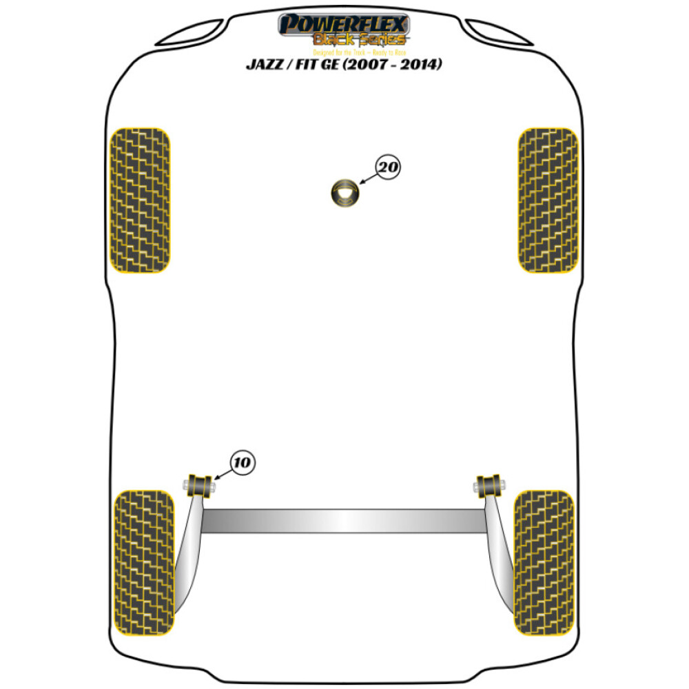 Powerflex Honda  Jazz / Fit GE (2007 - 2014)   Inserto supporto motore inferiore Fig.20 (1) PFF25-420BLK - immagine 2