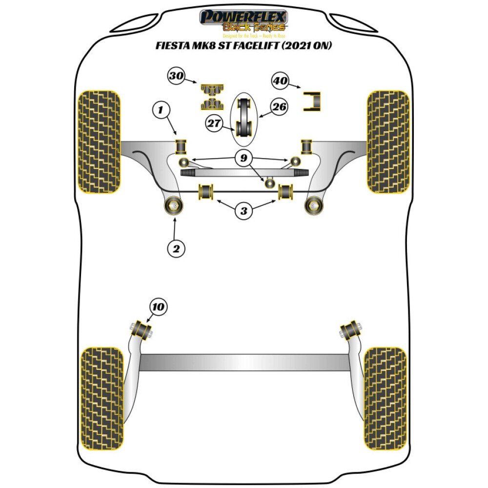 Powerflex Ford   Fiesta MK8.5 ST 200 Facelift (2021 in poi)  Boccola barra antirollio anteriore 21mm Fig.3 (2) PFF19-2203-21BLK - immagine 2
