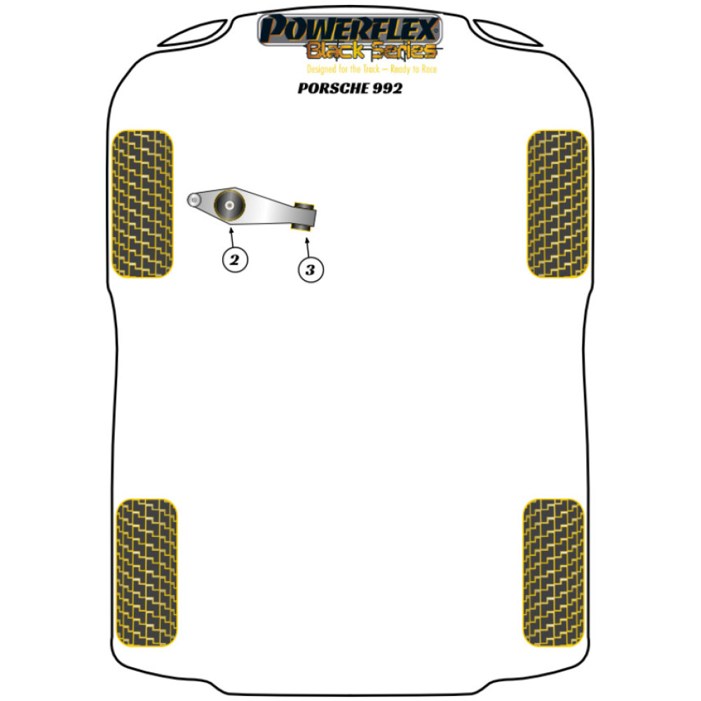 Powerflex Porsche 911 992 (2021 in poi)    Boccola esterna del braccio di controllo della carreggiata anteriore Fig.2 (2) PFF57-804BLK - immagine 2