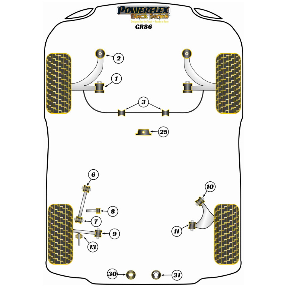 Powerflex Toyota GR 86 (2021 in poi)    Boccola posteriore interna del braccio superiore posteriore Fig.11 (2) PFR69-511BLK - immagine 2
