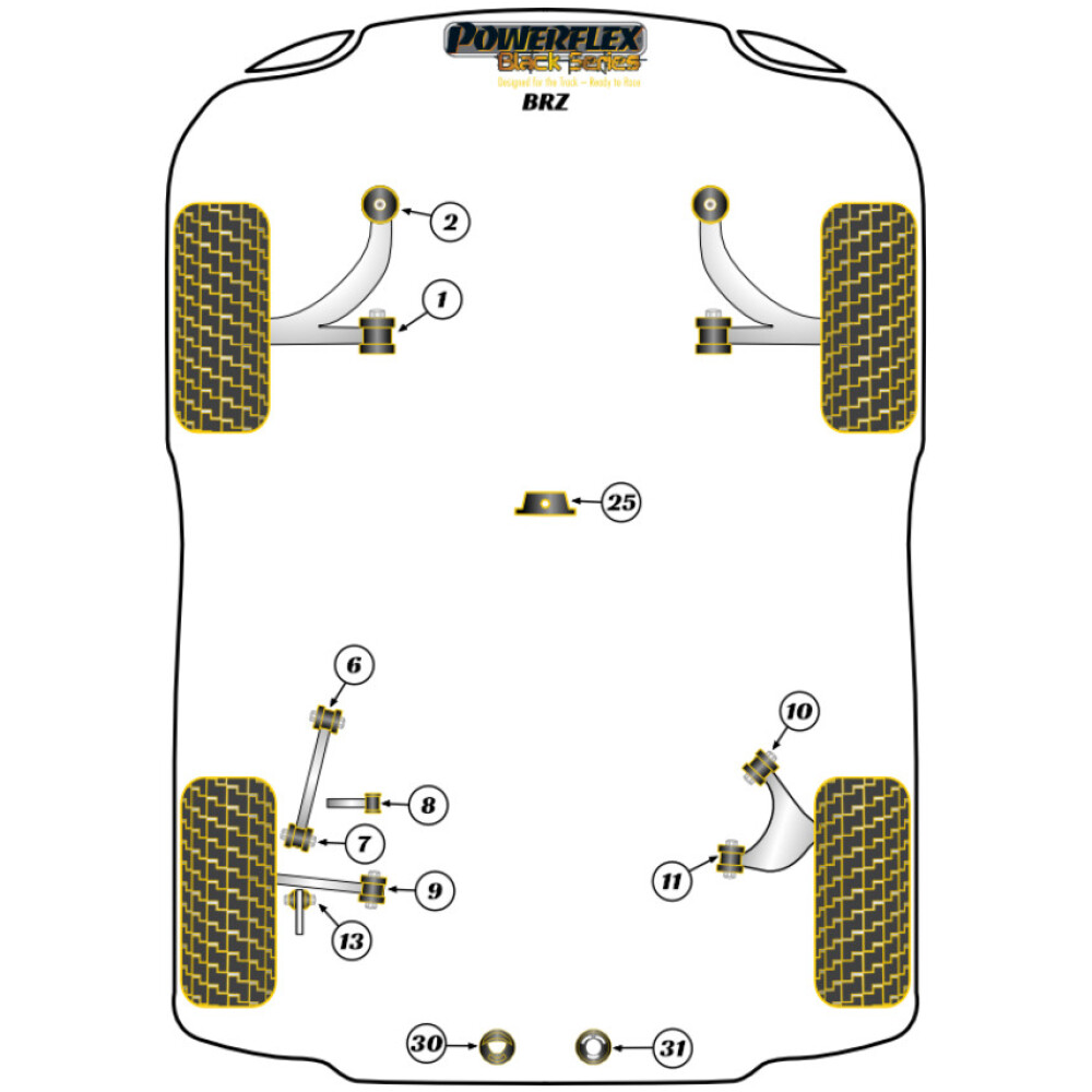Powerflex Subaru BRZ 2nd Gen (2021 in poi)    Boccola interna del regolatore della convergenza posteriore Fig.8 (2) PFR69-508BLK - immagine 2