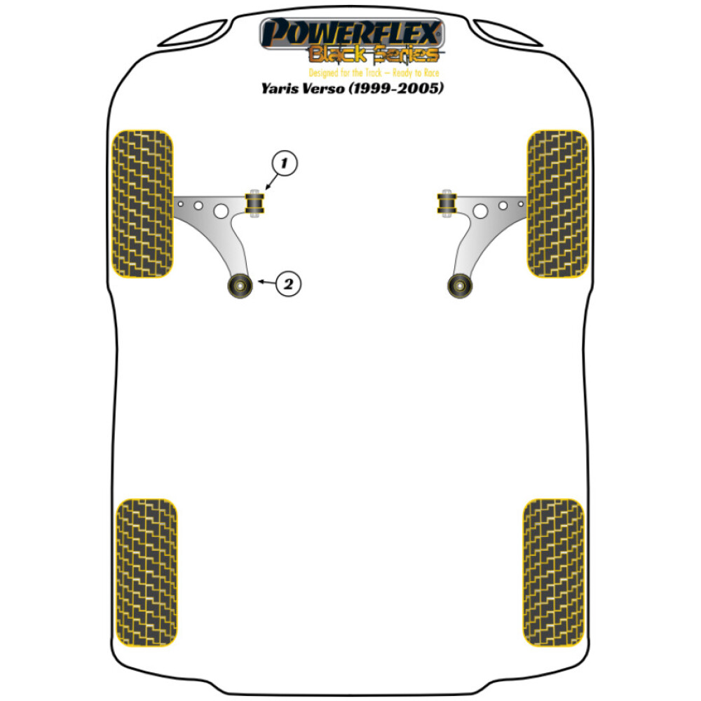Powerflex Toyota Yaris Verso (1999-2005)    Boccola anteriore del braccio oscillante anteriore Fig.1 (2) PFF12-701BLK - immagine 2
