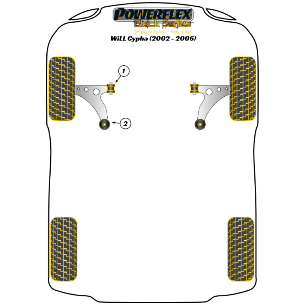 Powerflex Toyota WiLL Cypha (2002 - 2005)    Boccola posteriore del braccio oscillante anteriore Fig.2 (2) PFF76-1002BLK - immagine 2