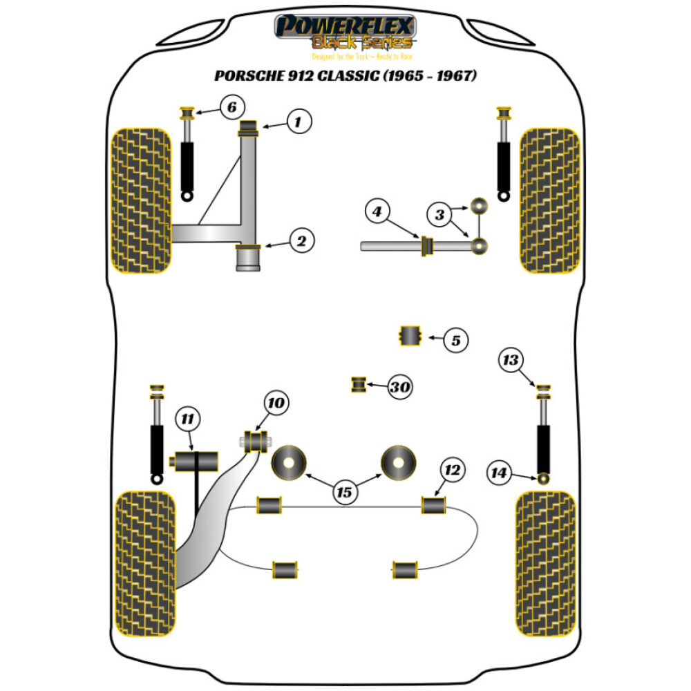 Powerflex Porsche 912 (1965-1967)    Boccola barra stabilizzatrice anteriore Fig.3 (4) PFF57-402BLK - immagine 2