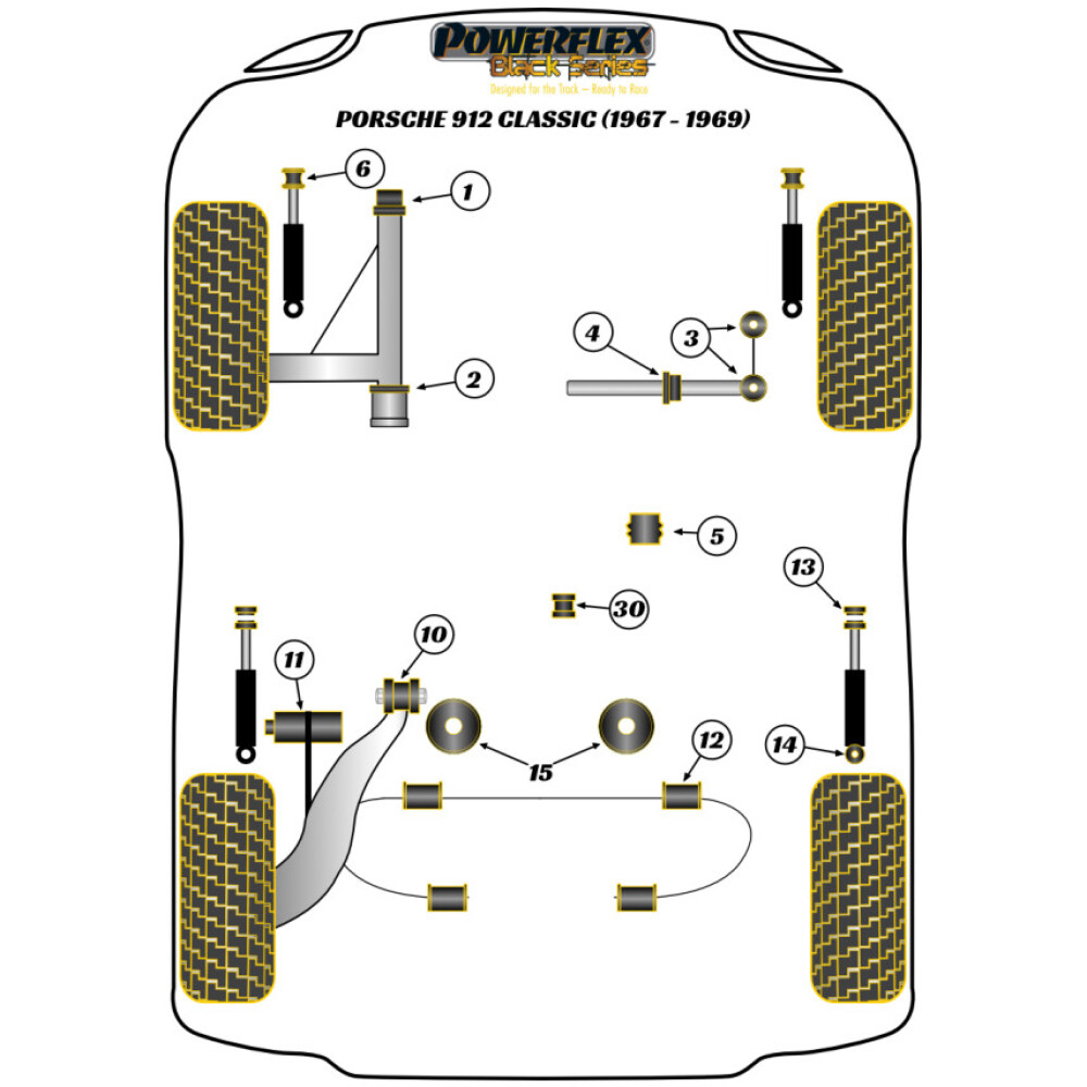 Powerflex Porsche 912 (1967-1969)    Boccola barra stabilizzatrice anteriore Fig.3 (4) PFF57-402BLK - immagine 2