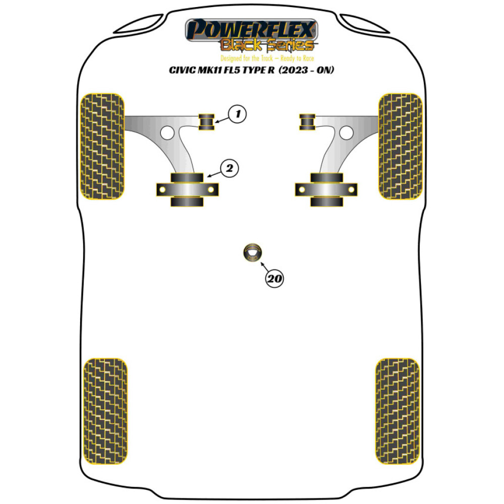Powerflex Honda  Civic MK11 FL5 Type-R (2022 in poi)   Boccola anteriore del braccio oscillante anteriore Fig.1 (2) PFF25-1201BLK - immagine 2
