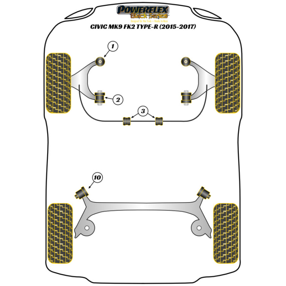 Powerflex Honda  Civic Mk9 FK2 Type-R (2015 - 2017)   Boccola barra antirollio anteriore 23mm Fig.3 (2) PFF25-903-23BLK - immagine 2