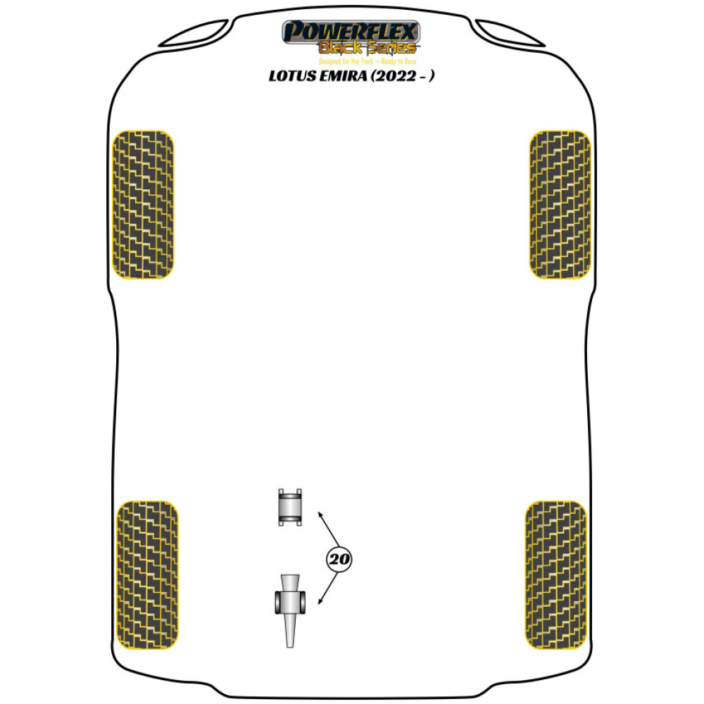 Powerflex Lotus Emira (2022 in poi)    Kit di inserimento boccola supporto trasmissione Fig.20 (1) PFR34-1120BLK - immagine 2