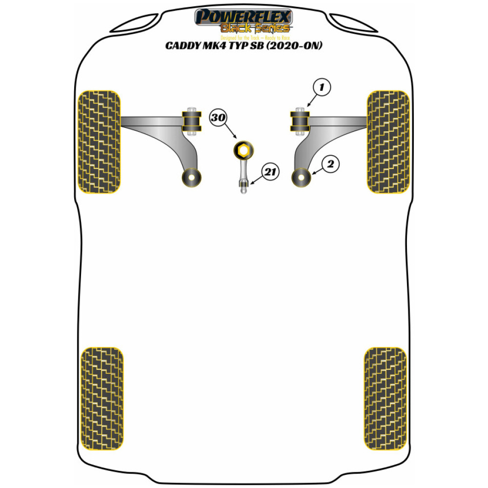 Powerflex Volkswagen  Caddy MK4 Typ SB (2020- in poi)   Boccola ibrida supporto motore inferiore anteriore (grande) - Track/MSport Fig.30 (1) PFF85-833BLK - immagine 2