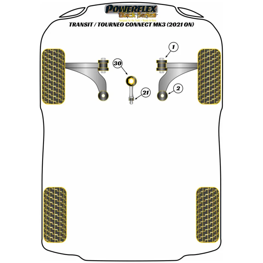Powerflex Ford  Transit / Tourneo Connect Mk3 (2021 in poi)   Boccola ibrida supporto motore inferiore anteriore (grande) - Track/MSport Fig.30 (1) PFF85-831BLK - immagine 2