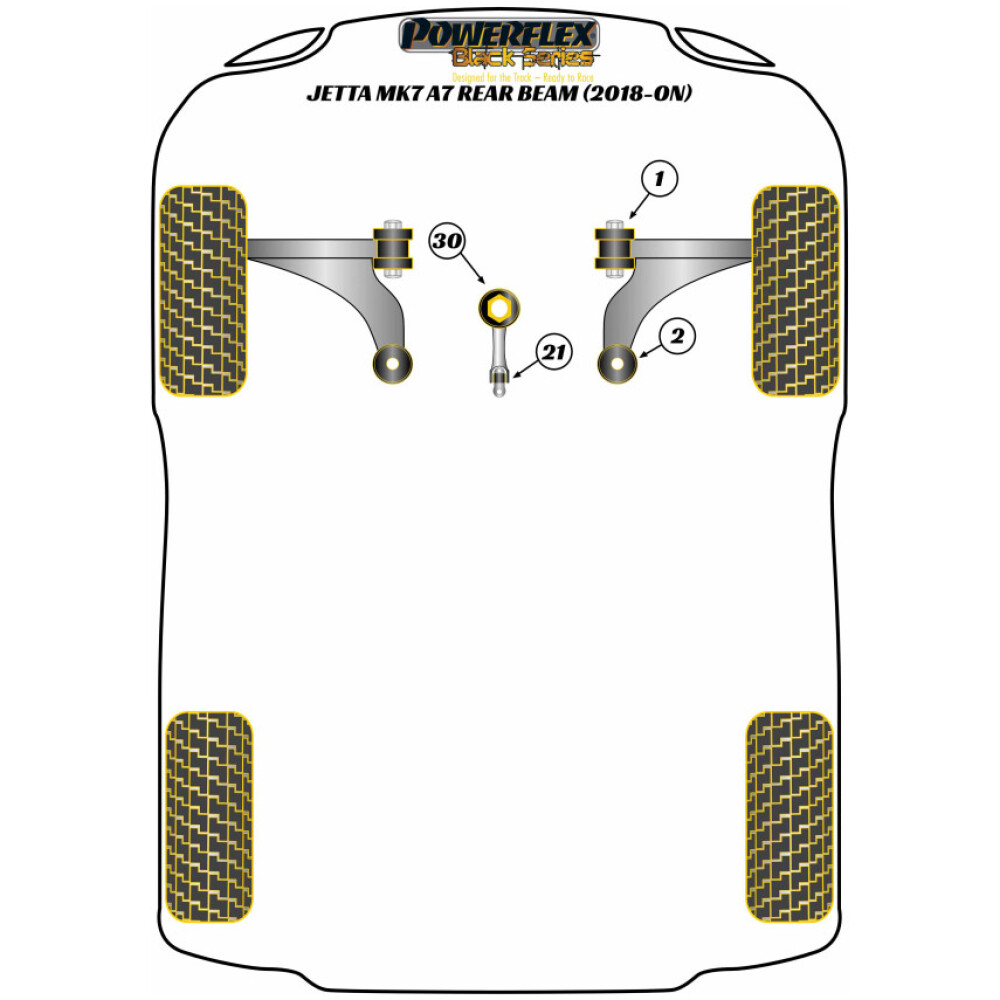 Powerflex Volkswagen   Jetta MK7 A7 ponte post. fisso (2018- in poi)  Boccola ibrida supporto motore inferiore anteriore (grande) - Track/MSport Fig.30 (1) PFF85-833BLK - immagine 2