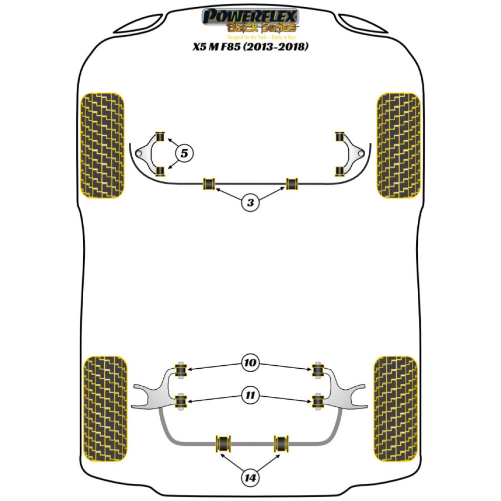 Powerflex BMW   X5 M F85 (2013-2018)  Boccola di montaggio della barra antirollio posteriore Fig.14 (2) PFR5-1414BLK - immagine 2