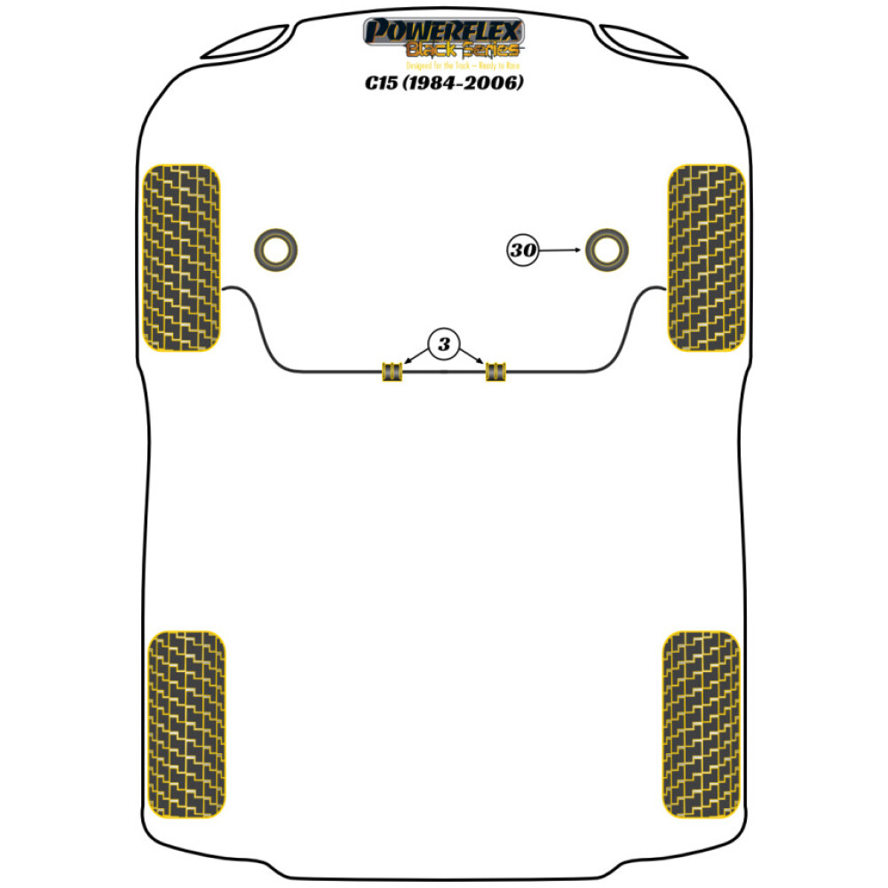 Powerflex Citroen C15 (1984-2006)    Boccola di montaggio superiore del montante anteriore Fig.30 (2) PFF50-230BLK - immagine 2