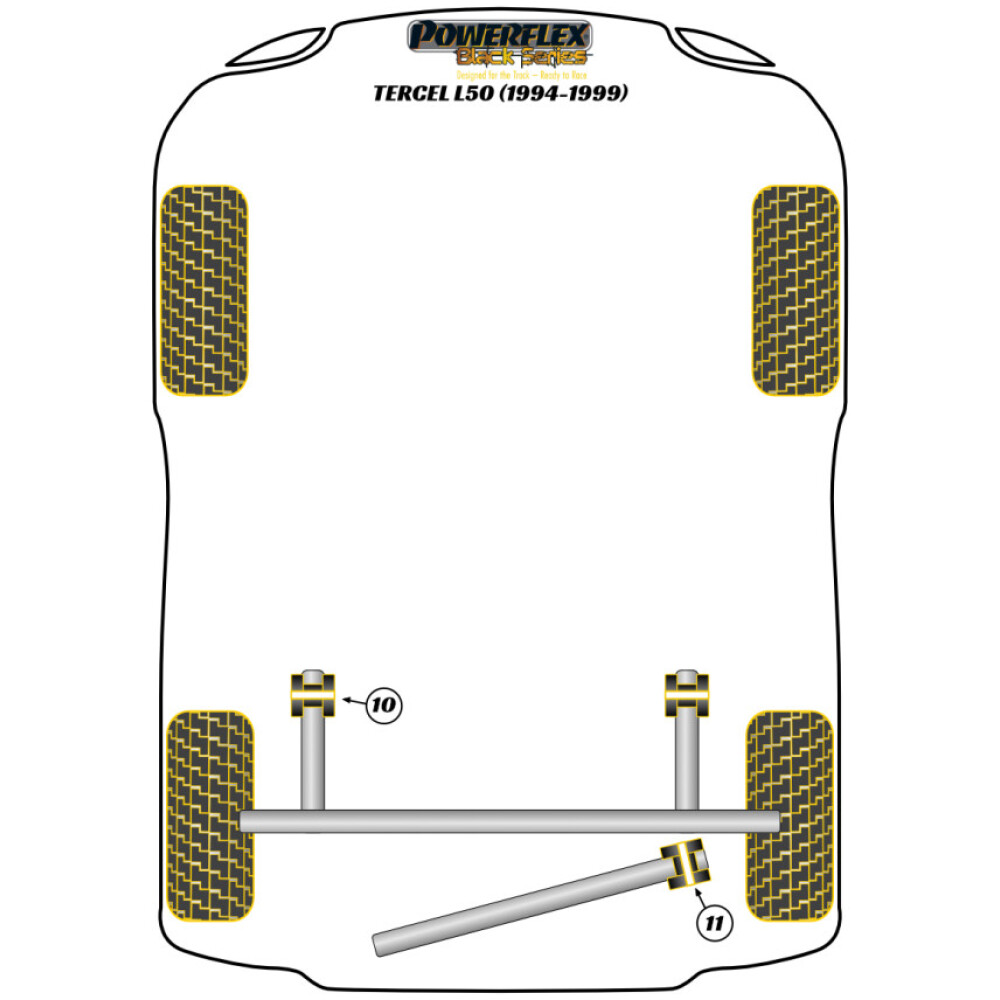 Powerflex Toyota Tercel L50 (1994-1999)    Boccola di montaggio della trave posteriore Fig.10 (2) PFR76-410BLK - immagine 2
