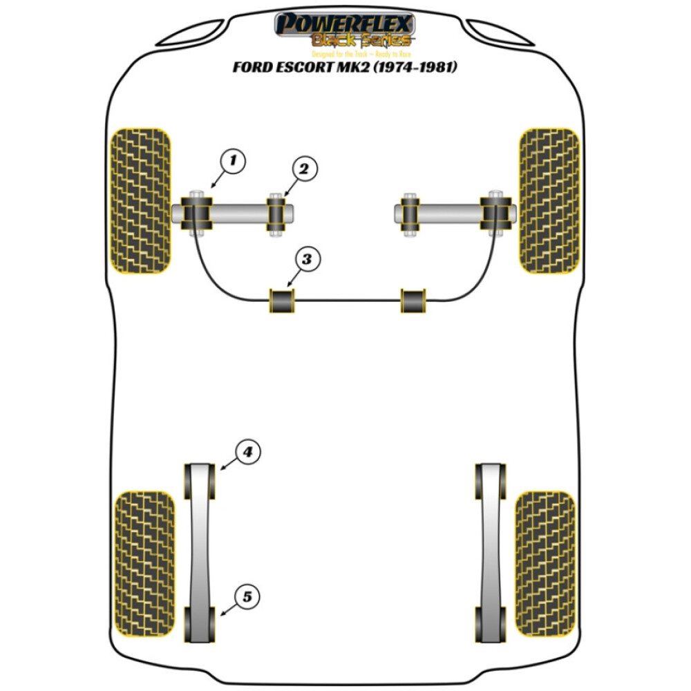Powerflex Ford  Escort Mk2 (1974-1981)   Supporti per grilli a balestra (4) PFR19-1414BLK - immagine 2