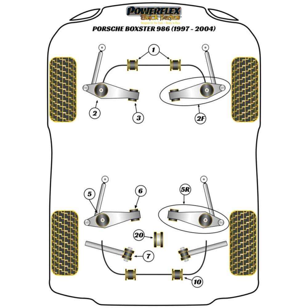 Powerflex Porsche 986 Boxster (1997-2004)    Boccola di supporto motore anteriore Fig.20 (1) PFR57-521BLK - immagine 2