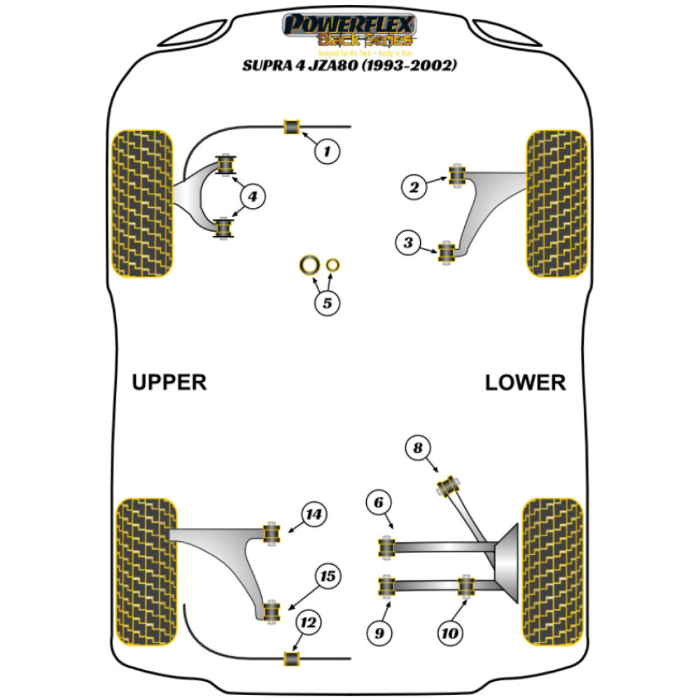 Powerflex Toyota Supra Mk4 JZA80 (1993-2002)    Boccola interna del braccio posteriore Fig.6 (2) PFR76-606BLK - immagine 2