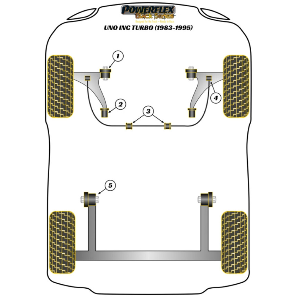 Powerflex Fiat Uno incl. Turbo (1983-1995)    Boccola di montaggio della trave posteriore Fig.5 (2) PFR16-110BLK - immagine 2