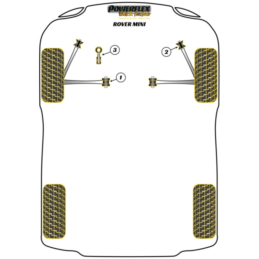 Powerflex Rover Mini (1959 - 2000)    Barra di collegamento anteriore alla boccola del telaio Fig.2 (2) PFF63-103BLK - immagine 2