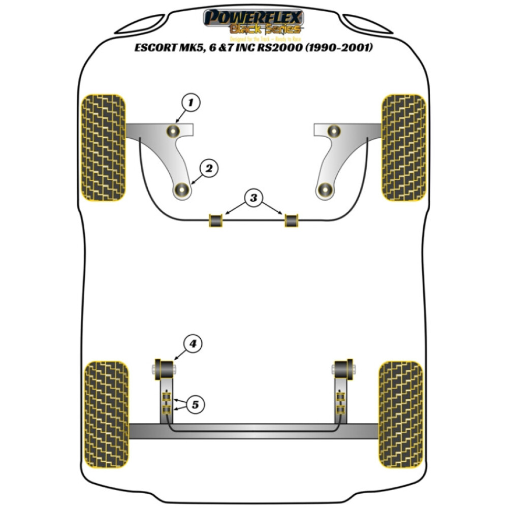 Powerflex Ford  Escort MK5,6 & 7 incl. RS2000, Orion Mk3 (1990-2001)   Boccola barra antirollio posteriore 20mm Fig.5 (4) PFR19-608BLK - immagine 2