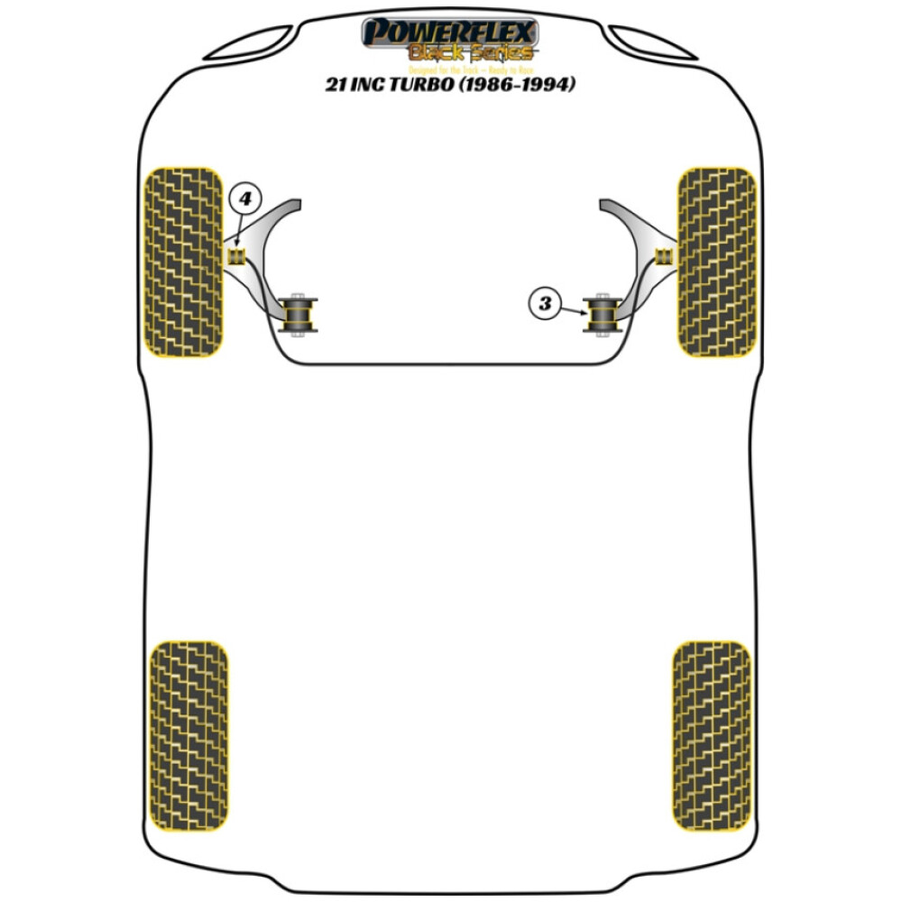Powerflex Renault 21 incl. Turbo (1986-1994)    Boccola posteriore del braccio oscillante inferiore anteriore Fig.3 (2) PFF60-603BLK - immagine 2