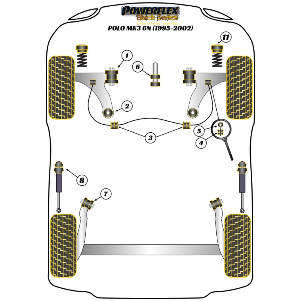 Powerflex Volkswagen  Polo MK3 6N (1995 - 2002)   Boccola di montaggio della trave posteriore Fig.7 (2) PFR85-915BLK - immagine 2
