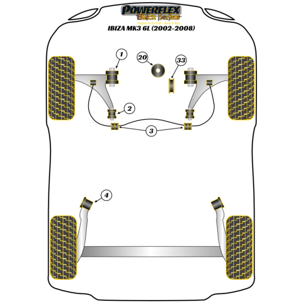 Powerflex Seat  Ibiza MK3 6L (2002-2008)   Boccola grande supporto motore inferiore (M-Sport) Fig.20 (1) PFF85-620BLK - immagine 2