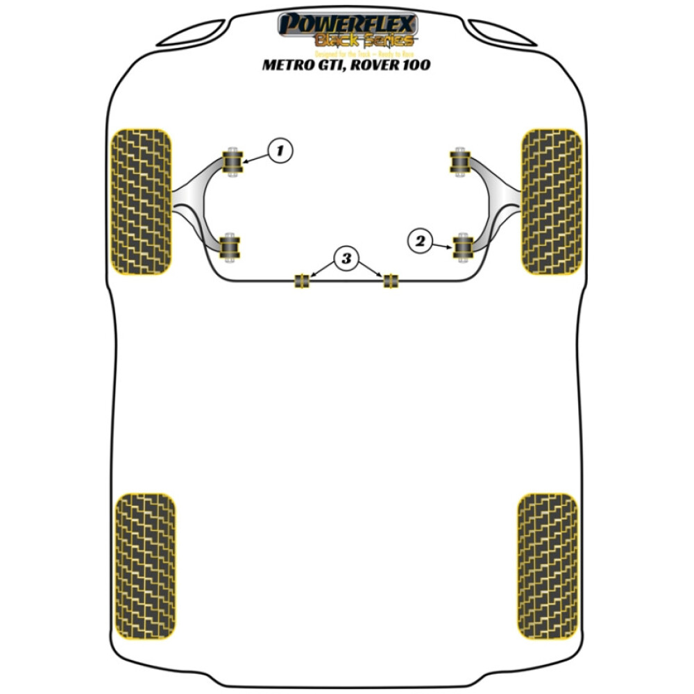 Powerflex Rover Metro / 100 (1990 - 1998)    Boccola posteriore del braccio oscillante anteriore Fig.2 (2) PFF42-212BLK - immagine 2