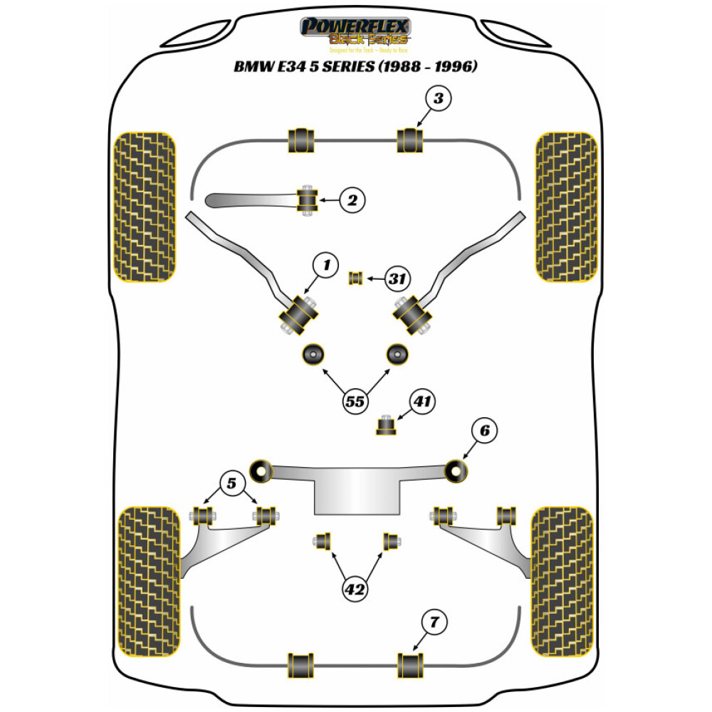 Powerflex BMW Serie 5 E34 (1988 - 1996)   Boccola di montaggio della barra antirollio anteriore 24 mm Fig.3 (2) PFF5-310-24BLK - immagine 2
