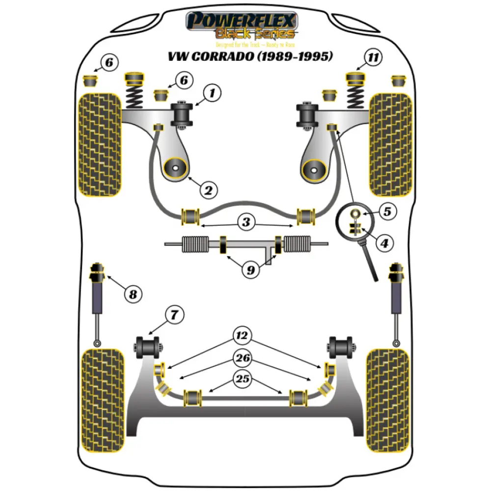 Powerflex Volkswagen  Corrado 53L (1989 - 1995)   Boccola anteriore del braccio oscillante anteriore 30mm Fig.1 (2) PFF85-201BLK - immagine 2