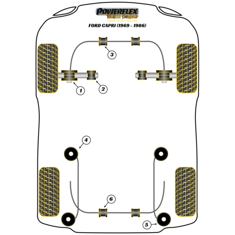 Powerflex Ford Capri (1969-1986)    Supporti per grilli a balestra (4) PFR19-1414BLK - immagine 2