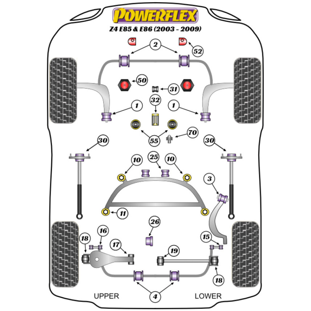 Powerflex BMW   Z4 E85 & E86 (2003-2009)  Supporto universale per scarico (1) EXH033 - immagine 2
