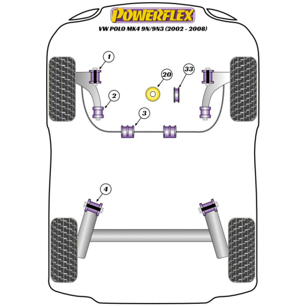 Powerflex Volkswagen  Polo MK4 9N/9N3 (2002 - 2008)   Boccola grande del supporto motore inferiore (regolata/tracciata) Fig.20 (1) PFF85-620P - immagine 2