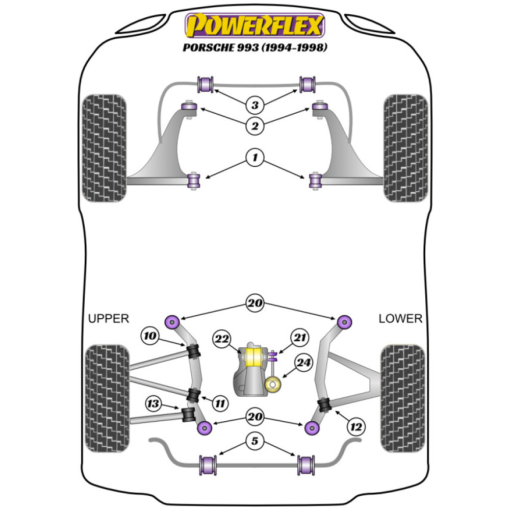Powerflex Porsche 911 993 (1994 - 1998)    Boccola interna del braccio posteriore superiore posteriore Fig.11 (2) PFR57-911 - immagine 2