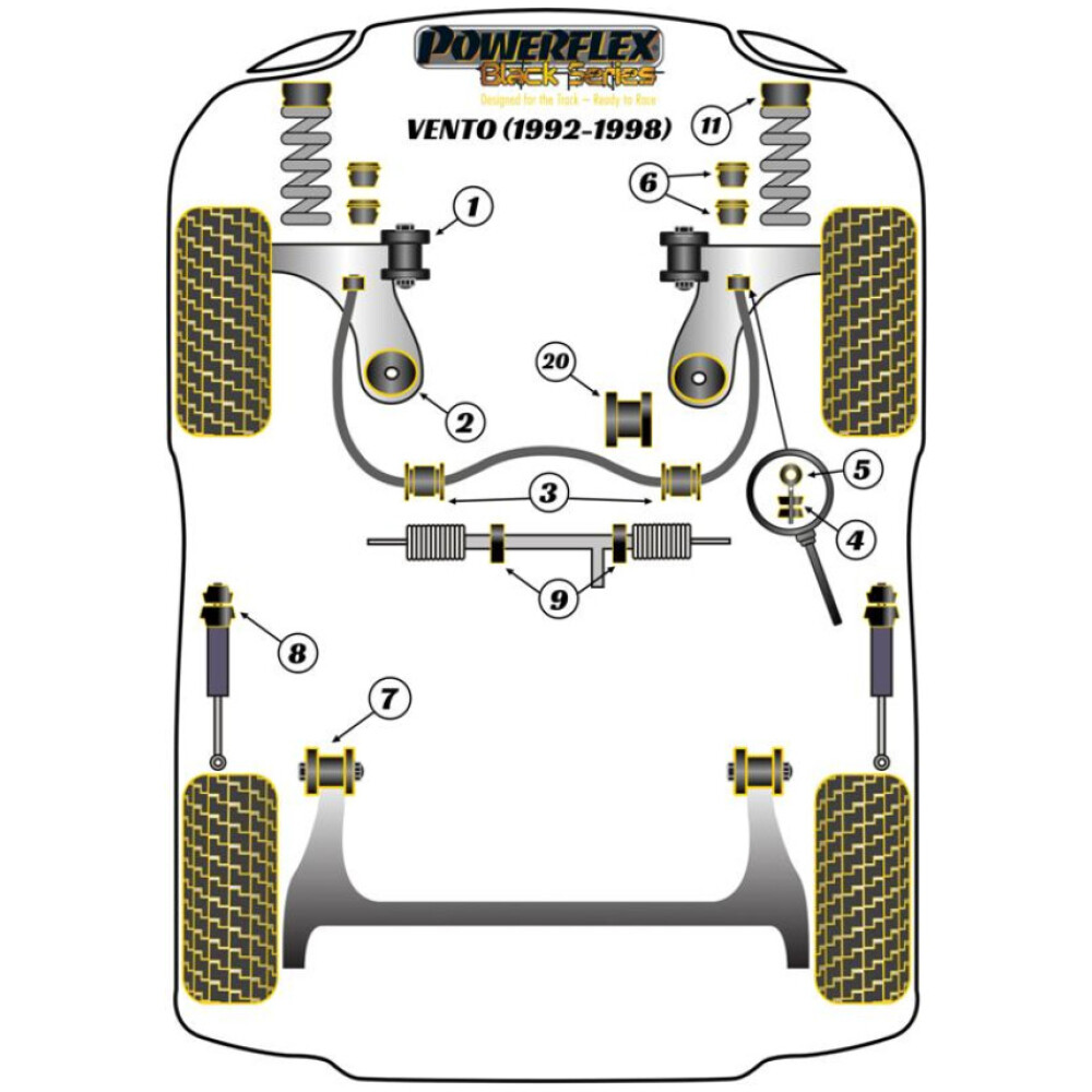 Powerflex Volkswagen Vento A3 (1992 - 1998) Supporto superiore del montante anteriore Fig.11 (2) PFF85-239BLK 2 Powerflex Volkswagen  Vento A3 (1992 - 1998)   Supporto superiore del montante anteriore Fig.11 (2) PFF85-239BLK - immagine 2