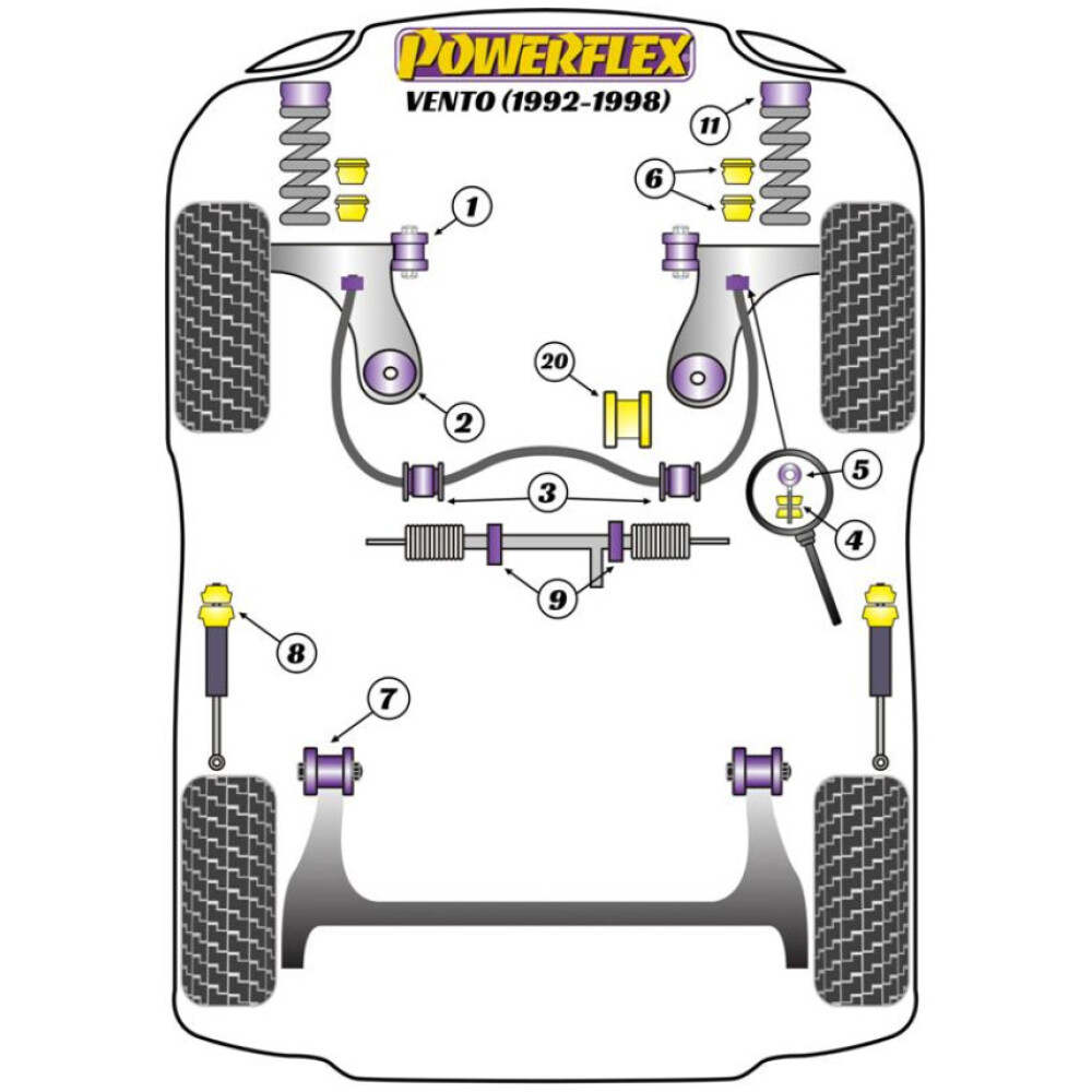 Powerflex Volkswagen Vento A3 (1992 - 1998) Supporto superiore del montante anteriore Fig.11 (2) PFF85-239 2 Powerflex Volkswagen  Vento A3 (1992 - 1998)   Supporto superiore del montante anteriore Fig.11 (2) PFF85-239 - immagine 2