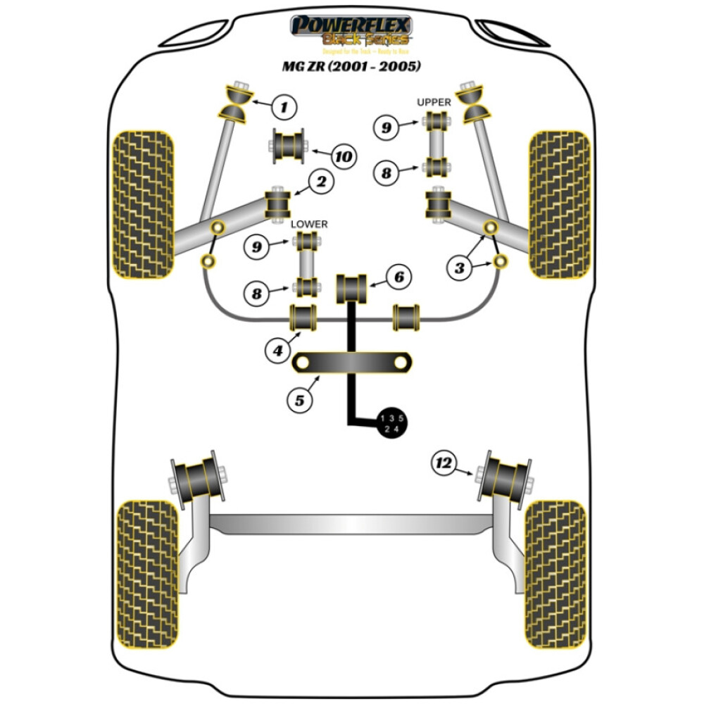 Powerflex MG ZR (2001-2005)    Boccola piccola stabilizzatrice supporto motore Fig.9 (2) PFF63-419BLK - immagine 2