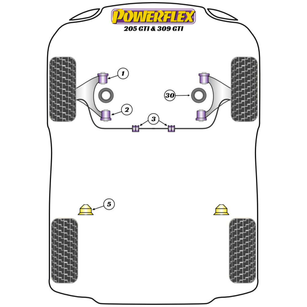 Powerflex Peugeot 205 GTi  (1985-1998)    Boccola di montaggio superiore del montante anteriore Fig.30 (2) PFF50-230 - immagine 2