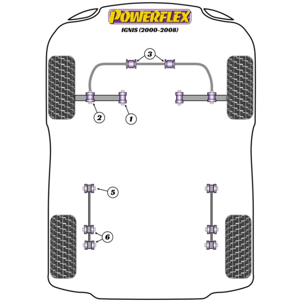 Powerflex Suzuki Ignis (2000-2008)    Braccio oscillante posteriore alla boccola dell'assale Fig.6 (4) PFR73-206 - immagine 2