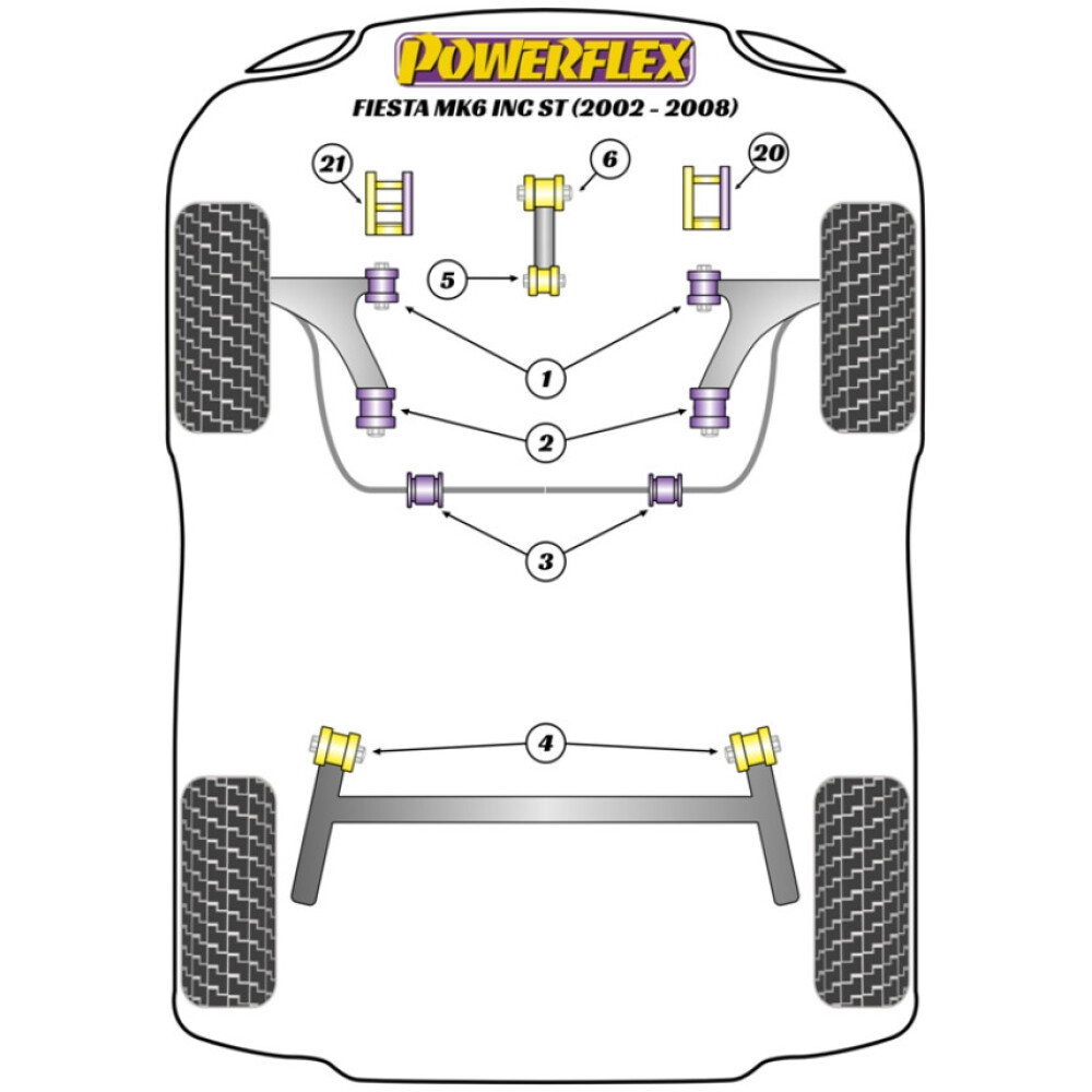 Powerflex Ford  Fiesta Mk6 incl. ST (2002-2008)   Boccola di montaggio della trave posteriore Fig.4 (2) PFR19-1105 - immagine 2