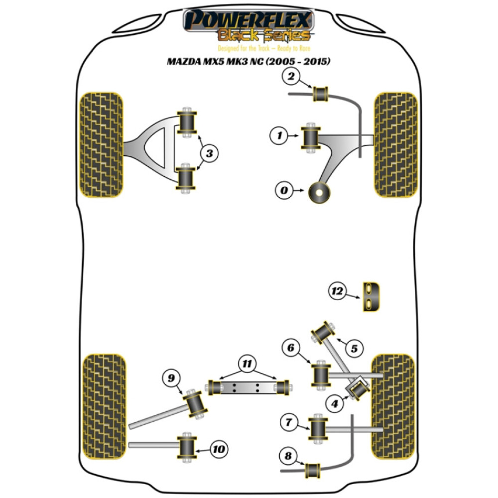 Powerflex Mazda MX-5, Miata, Eunos Mk3 NC (2005-2015)   Boccola interna del braccio di controllo della carreggiata posteriore Fig.6 (2) PFR36-406BLK - immagine 2