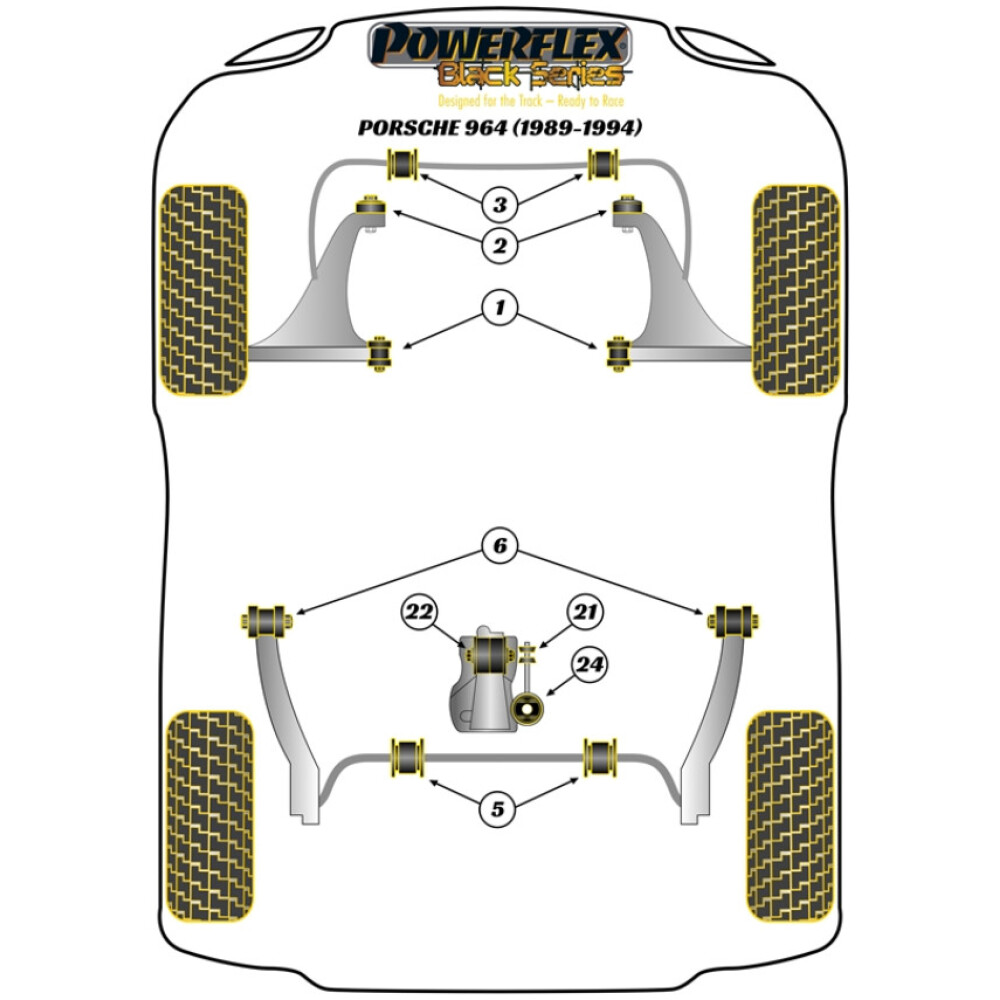 Powerflex Porsche 911 964 (1989 - 1994)    Boccola grande supporto trasmissione Fig.22 (1) PFR57-122BLK - immagine 2