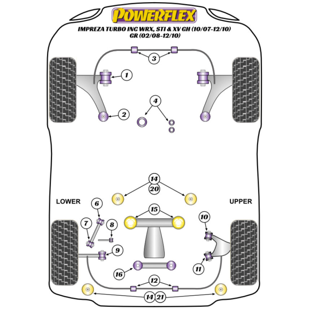 Powerflex Subaru  Impreza GR, GH (2007 - 2011) & WRX + STI (2007 - 2014)   Boccola di montaggio anteriore del differenziale posteriore Fig.15 (2) PFR69-515 - immagine 2