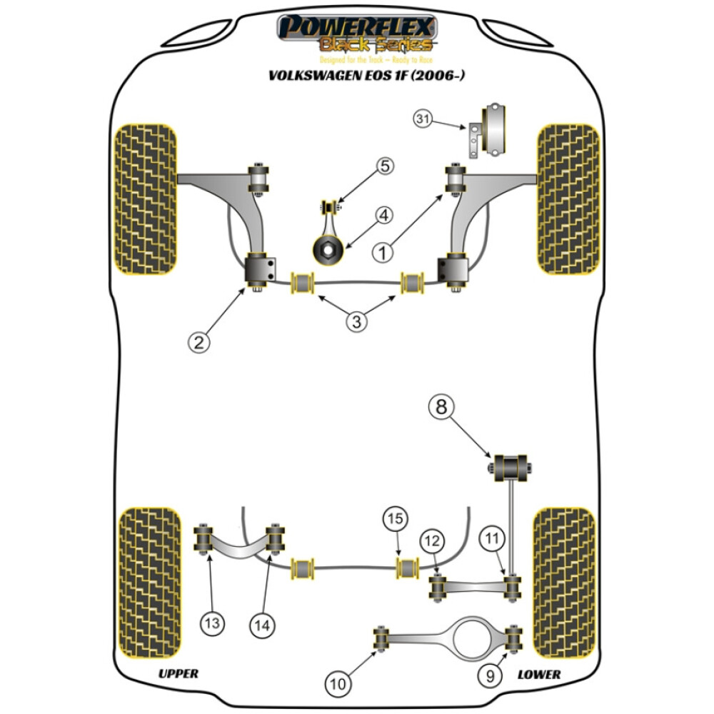 Powerflex Volkswagen Eos 1F (2006-2016)    Inserto supporto motore inferiore (grande) Motorsport Fig.4 (1) PFF85-504BLK - immagine 2