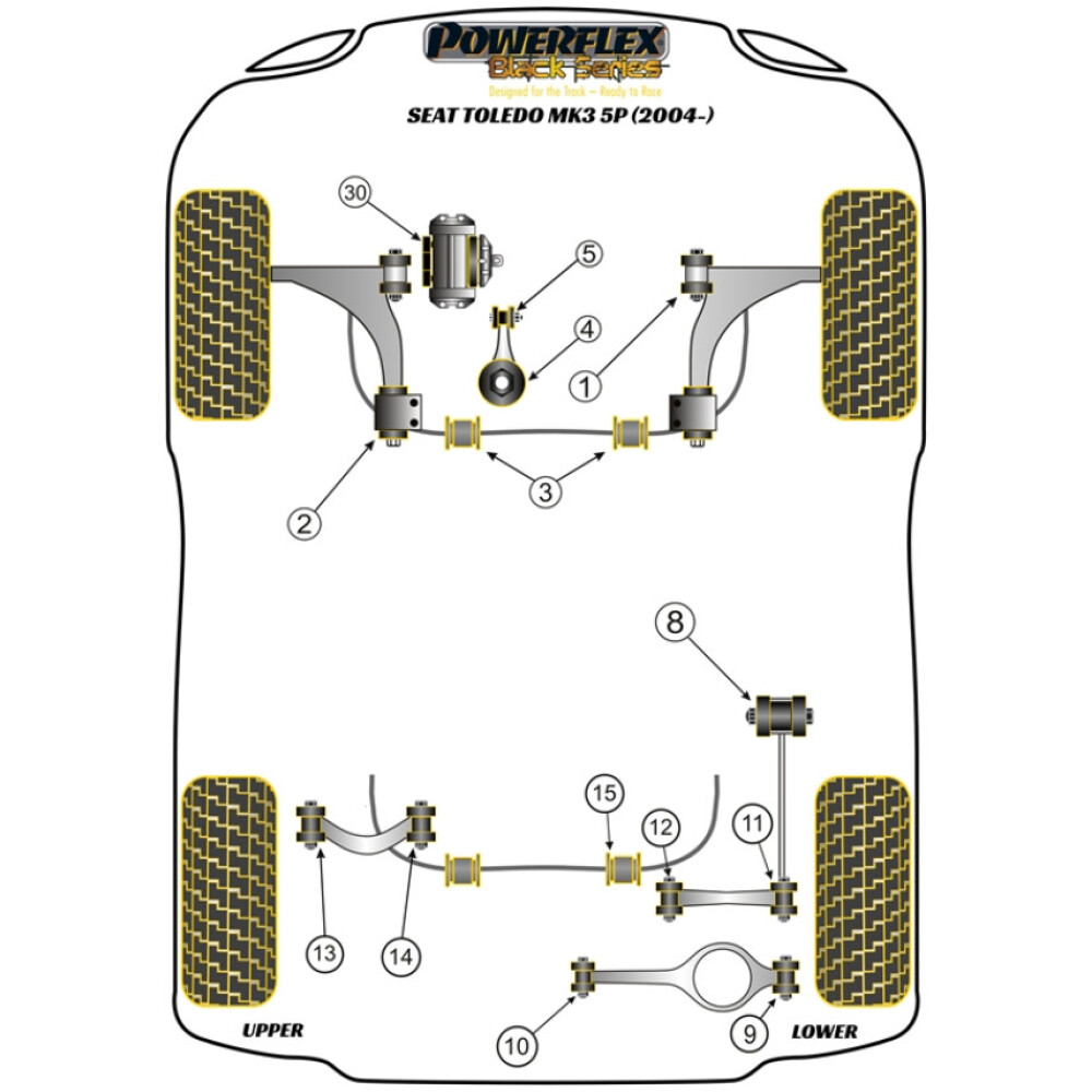 Powerflex Seat  Toledo Mk3 5P (2004-2009)   Boccola barra antirollio posteriore 20,5 mm Fig.15 (2) PFR85-515-20.5BLK - immagine 2