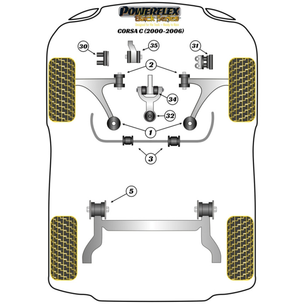 Powerflex Vauxhall / Opel  Corsa C (2000-2006)   Boccola di montaggio della trave posteriore Fig.5 (2) PFR80-1005BLK - immagine 2