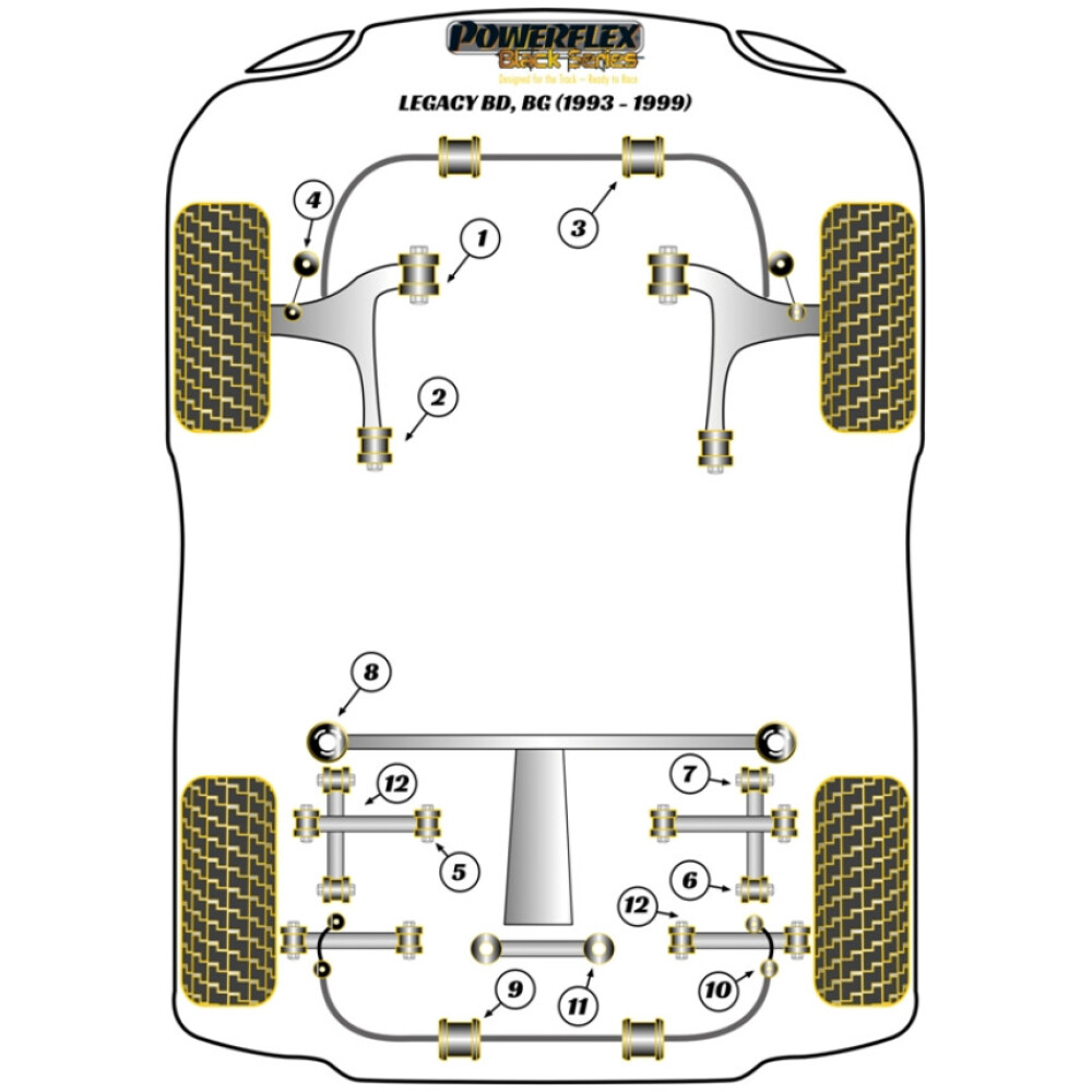 Powerflex Subaru  Legacy BD, BG (1993 - 1999)   Collegamento terminale della barra antirollio anteriore Fig.4 (2) PFF69-107BLK - immagine 2